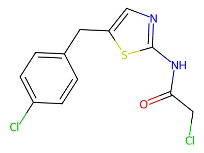 2-chloro-N-[5-(4-chlorobenzyl)-1,3-thiazol-2-yl]acetamide structure