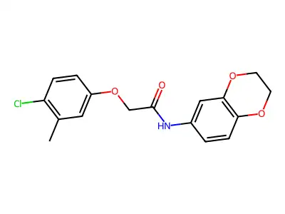 2-(4-chloro-3-methylphenoxy)-N-(2,3-dihydro-1,4-benzodioxin-6-yl)acetamide structure