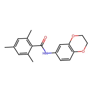 N-(2,3-dihydro-1,4-benzodioxin-6-yl)-2,4,6-trimethylbenzamide structure