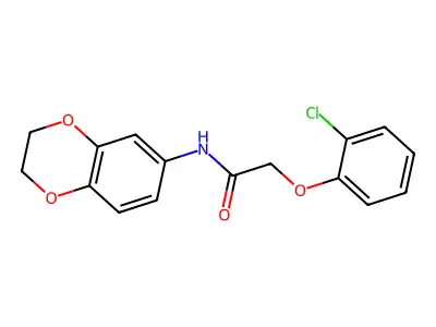 2-(2-chlorophenoxy)-N-(2,3-dihydro-1,4-benzodioxin-6-yl)acetamide structure