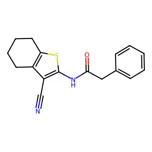 N-(3-cyano-4,5,6,7-tetrahydro-1-benzothiophen-2-yl)-2-phenylacetamide structure