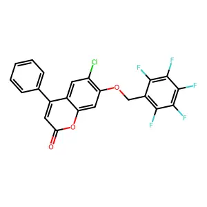 6-chloro-7-[(pentafluorobenzyl)oxy]-4-phenyl-2H-chromen-2-one structure
