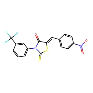 (5Z)-5-[(4-nitrophenyl)methylidene]-2-sulfanylidene-3-[3-(trifluoromethyl)phenyl]-1,3-thiazolidin-4-one structure
