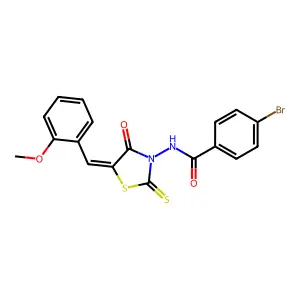 4-bromo-N-[(5Z)-5-(2-methoxybenzylidene)-4-oxo-2-thioxo-1,3-thiazolidin-3-yl]benzamide structure