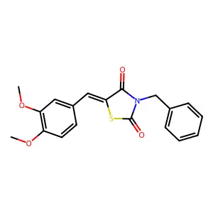 (5Z)-3-benzyl-5-(3,4-dimethoxybenzylidene)-1,3-thiazolidine-2,4-dione structure