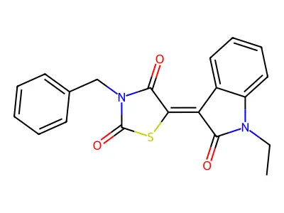 3-Benzyl-5-(1-ethyl-2-oxo-1,2-dihydro-indol-3-ylidene)-thiazolidine-2,4-dione structure