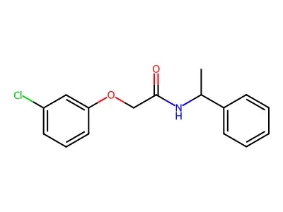 2-(3-chlorophenoxy)-N-(1-phenylethyl)acetamide structure