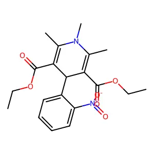 3,5-Pyridinedicarboxylic acid, 1,4-dihydro-4-(2-nitrophenyl)-1,2,6-trimethyl-, diethyl ester structure