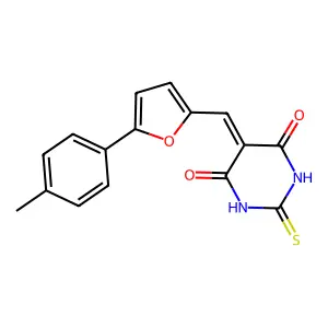 2-Thioxo-5-(5-p-tolyl-furan-2-ylmethylene)-dihydro-pyrimidine-4,6-dione structure