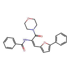 (Z)-N-(3-morpholino-3-oxo-1-(5-phenylfuran-2-yl)prop-1-en-2-yl)benzamide structure
