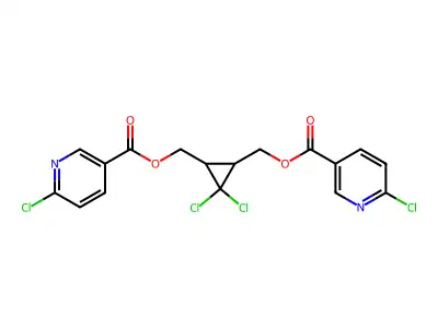 [2,2-dichloro-3-[(6-chloropyridine-3-carbonyl)oxymethyl]cyclopropyl]methyl 6-chloropyridine-3-carboxylate structure