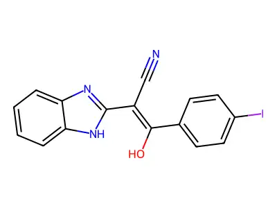 2-(1H-benzimidazol-2-yl)-3-hydroxy-3-(4-iodophenyl)acrylonitrile structure
