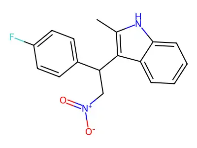 3-[1-(4-fluorophenyl)-2-nitroethyl]-2-methyl-1H-indole structure