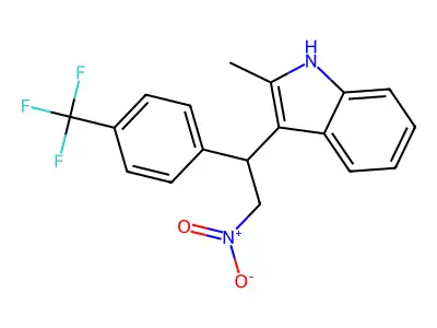2-methyl-3-[2-nitro-1-[4-(trifluoromethyl)phenyl]ethyl]-1H-indole structure