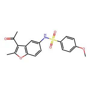 N-(3-acetyl-2-methyl-1-benzofuran-5-yl)-4-methoxybenzenesulfonamide structure