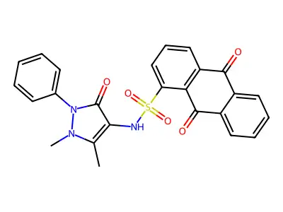 N-(1,5-dimethyl-3-oxo-2-phenylpyrazol-4-yl)-9,10-dioxoanthracene-1-sulfonamide structure