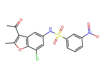 N-(3-acetyl-7-chloro-2-methylbenzofuran-5-yl)-3-nitrobenzenesulfonamide structure