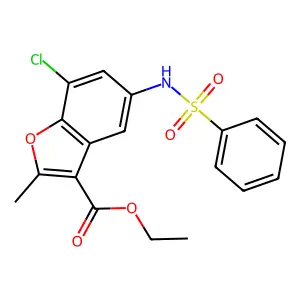 Ethyl 5-(benzenesulfonamido)-7-chloro-2-methyl-1-benzofuran-3-carboxylate structure