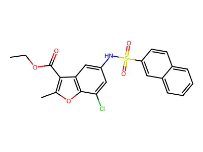 Ethyl 7-chloro-2-methyl-5-(naphthalene-2-sulfonamido)benzofuran-3-carboxylate structure