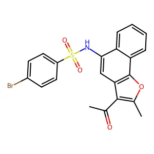 N-(3-acetyl-2-methylnaphtho[1,2-b]furan-5-yl)-4-bromobenzenesulfonamide structure
