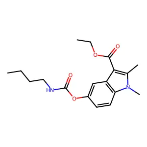 ethyl 5-((butylcarbamoyl)oxy)-1,2-dimethyl-1H-indole-3-carboxylate structure