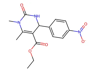 ethyl 1,6-dimethyl-4-(4-nitrophenyl)-2-oxo-1,2,3,4-tetrahydropyrimidine-5-carboxylate structure