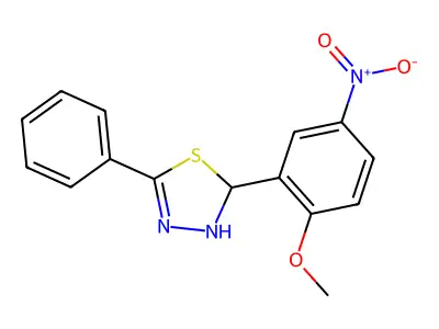 2-(2-Methoxy-5-nitrophenyl)-5-phenyl-2,3-dihydro-1,3,4-thiadiazole structure
