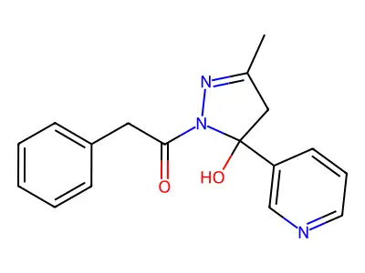 1-(5-hydroxy-3-methyl-5-pyridin-3-yl-4H-pyrazol-1-yl)-2-phenylethanone structure