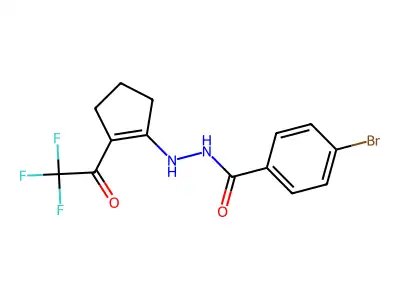 4-Bromo-N'-(2-(2,2,2-trifluoroacetyl)cyclopent-1-en-1-yl)benzohydrazide structure