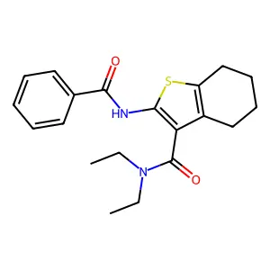 2-benzamido-N,N-diethyl-4,5,6,7-tetrahydro-1-benzothiophene-3-carboxamide structure