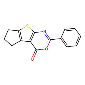 2-phenyl-6,7-dihydro-4H,5H-cyclopenta[4,5]thieno[2,3-d][1,3]oxazin-4-one structure