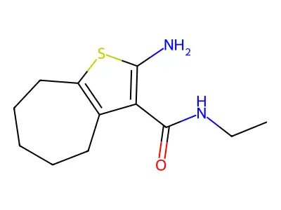 2-amino-N-ethyl-5,6,7,8-tetrahydro-4H-cyclohepta[b]thiophene-3-carboxamide structure