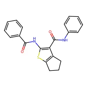 2-benzamido-N-phenyl-5,6-dihydro-4H-cyclopenta[b]thiophene-3-carboxamide structure