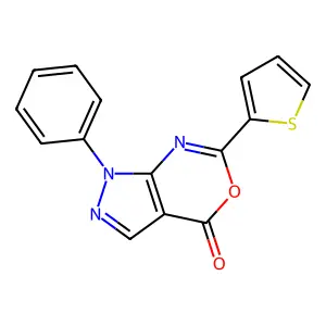 1-Phenyl-6-thiophen-2-ylpyrazolo[3,4-d][1,3]oxazin-4-one structure