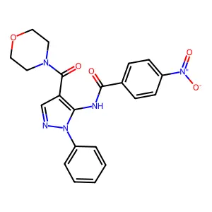 N-[4-(morpholine-4-carbonyl)-2-phenylpyrazol-3-yl]-4-nitrobenzamide structure