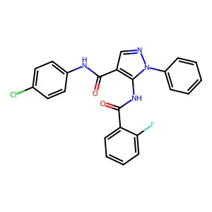 N-(4-chlorophenyl)-5-[(2-fluorobenzoyl)amino]-1-phenylpyrazole-4-carboxamide structure