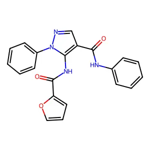 5-(furan-2-carbonylamino)-N,1-diphenylpyrazole-4-carboxamide structure