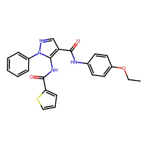 N-(4-ethoxyphenyl)-1-phenyl-5-(thiophene-2-carbonylamino)pyrazole-4-carboxamide structure