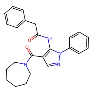 N-[4-(azepane-1-carbonyl)-2-phenylpyrazol-3-yl]-2-phenylacetamide structure