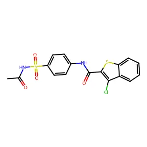 N-[4-(acetylsulfamoyl)phenyl]-3-chloro-1-benzothiophene-2-carboxamide structure
