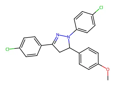 1,3-bis(4-chlorophenyl)-5-(4-methoxyphenyl)-4,5-dihydro-1H-pyrazole structure