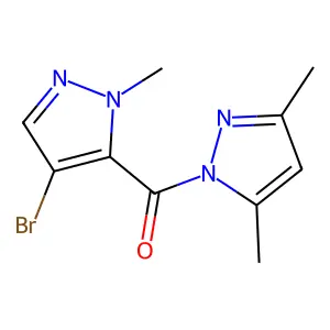 1-[(4-bromo-1-methyl-1H-pyrazol-5-yl)carbonyl]-3,5-dimethyl-1H-pyrazole structure