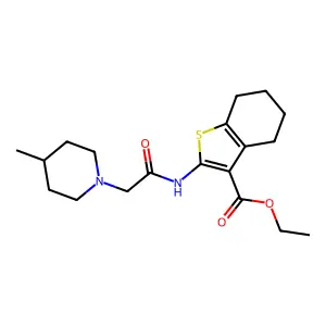ethyl 2-(2-(4-methylpiperidin-1-yl)acetamido)-4,5,6,7-tetrahydrobenzo[b]thiophene-3-carboxylate structure