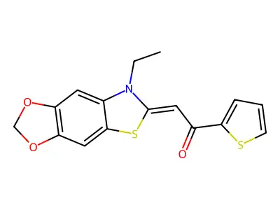 2-(7-Ethyl-1,3-dioxolo[4,5-f]benzothiazol-6(7H)-ylidene)-1-(2-thienyl)ethanone structure