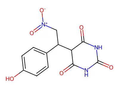 5-[1-(4-Hydroxyphenyl)-2-nitroethyl]-1,3-diazinane-2,4,6-trione structure