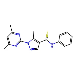 1-(4,6-dimethylpyrimidin-2-yl)-5-methyl-N-phenyl-1H-pyrazole-4-carbothioamide structure