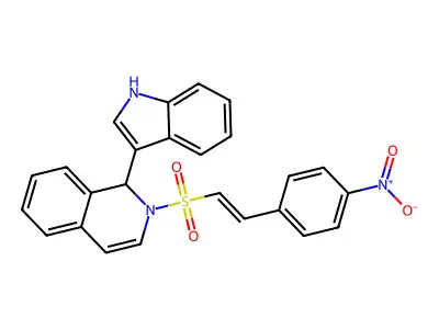 (E)-1-(1H-indol-3-yl)-2-((4-nitrostyryl)sulfonyl)-1,2-dihydroisoquinoline structure