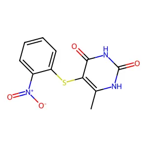6-methyl-5-(2-nitrophenyl)sulfanyl-1H-pyrimidine-2,4-dione structure