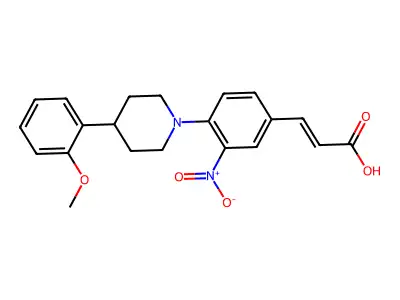 3-[4-[4-(2-Methoxyphenyl)piperidin-1-yl]-3-nitrophenyl]prop-2-enoic acid structure