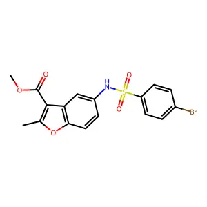 Methyl 5-{[(4-bromophenyl)sulfonyl]amino}-2-methyl-1-benzofuran-3-carboxylate structure